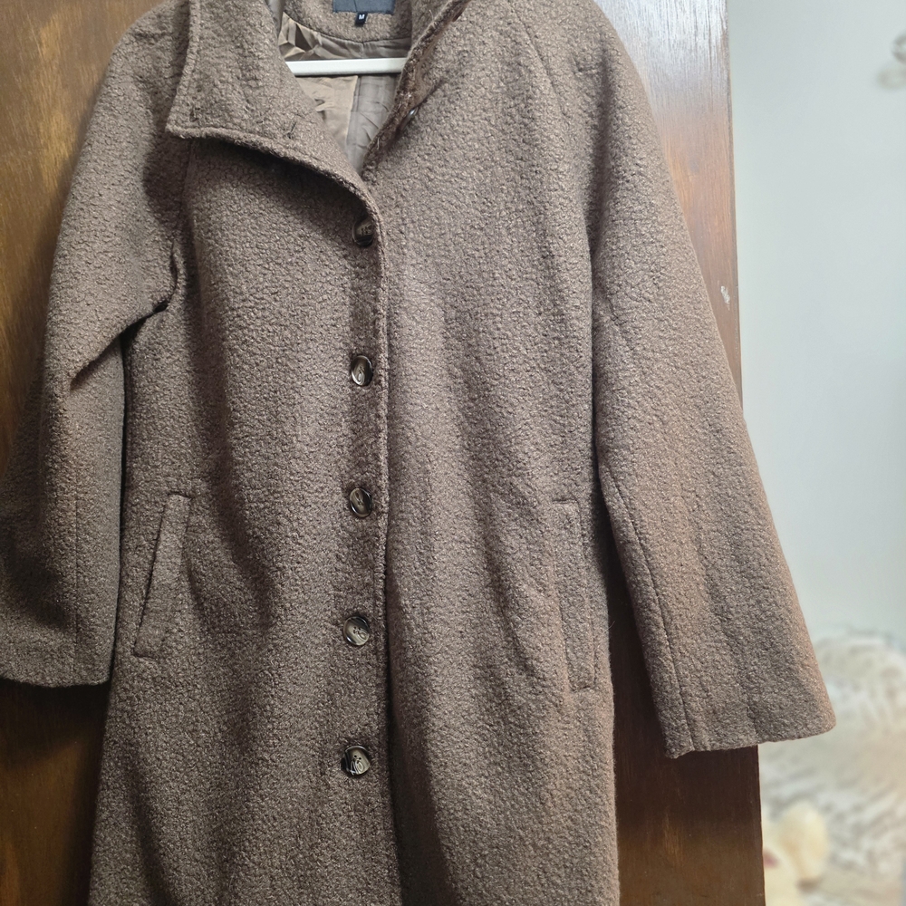 Chouyatou Notched Collar Single Breasted Wool Blend Over Coat Camel Color M